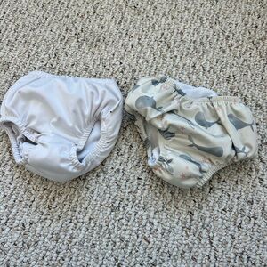 Green Sprouts Swim Diaper Set Of 2 - 3T And 4T Barely Used/white/whale , Beach
